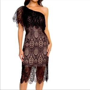 NWT Dress The Population Black Violet One Shoulder